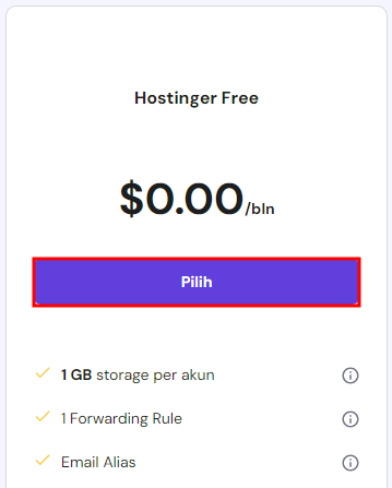 layanan email gratis yang disediakan oleh hostinger