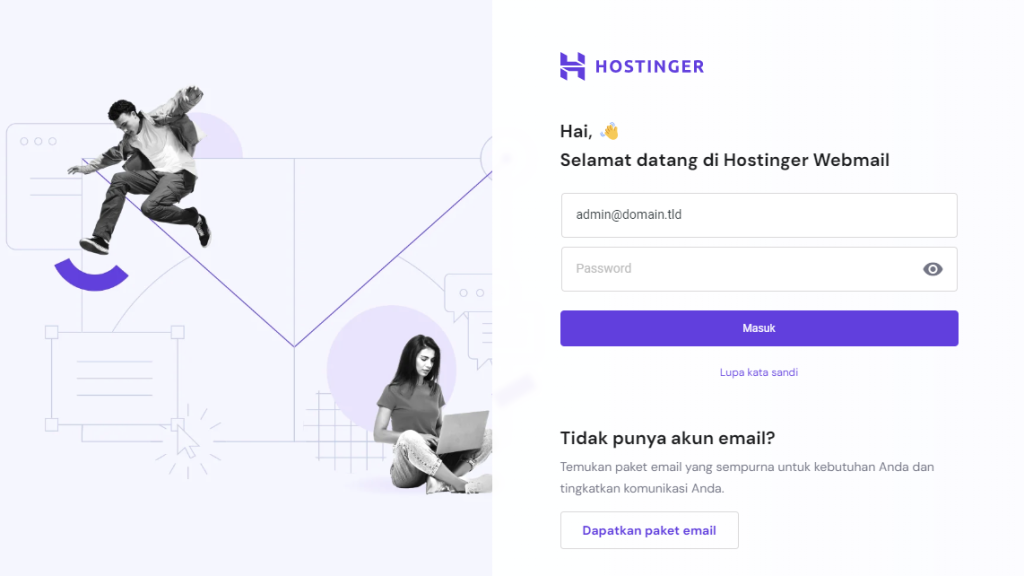halaman login webmail hostinger untuk mengelola email profesional