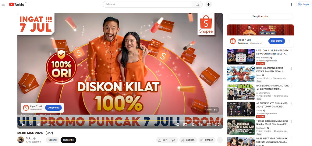 menampilkan iklan di live stream untuk mendapatkan uang