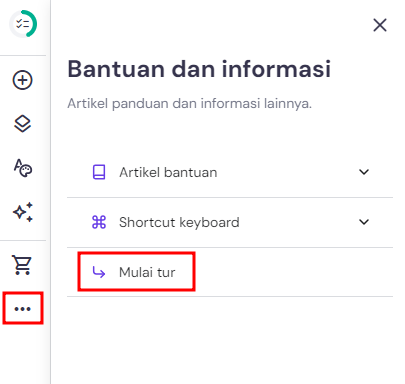memilih tombol mulai tur untuk melihat panduan builder