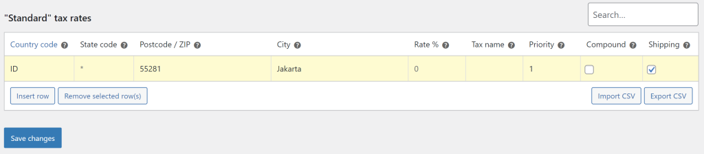 tampilan pengaturan pajak di woocommerce