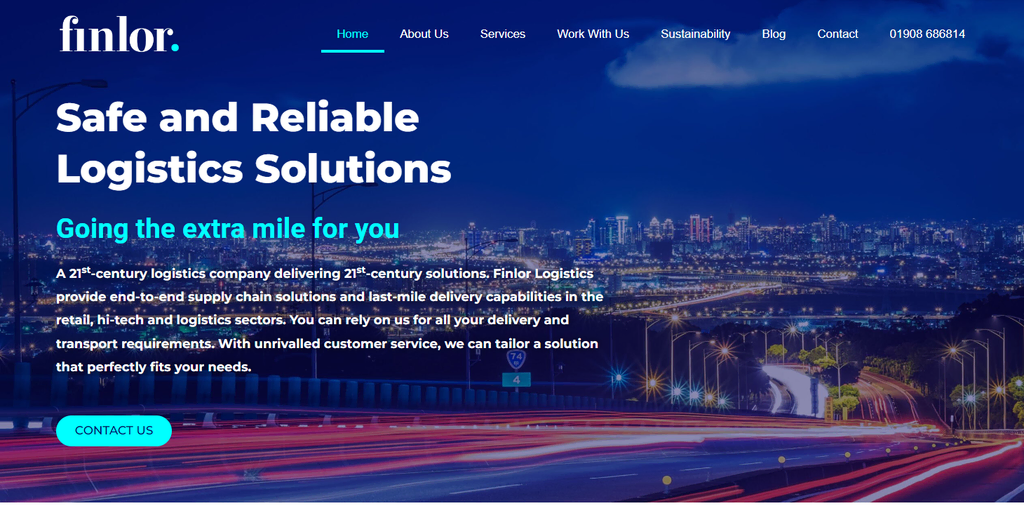 tampilan homepage website finlor