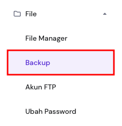 tampilan menu backup yang dipilih di sidebar hpanel