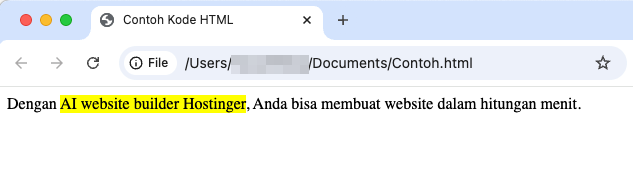 tampilan chrome dengan teks yang disorot