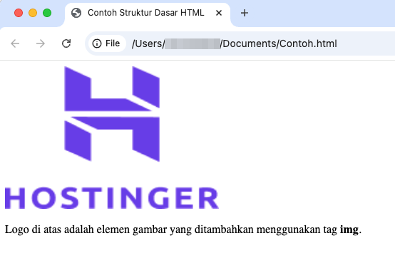 tampilan contoh gambar yang dimasukkan dalam html