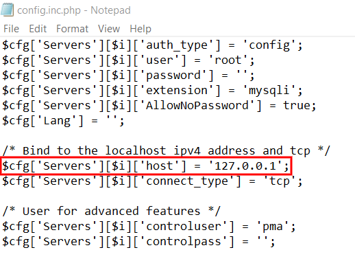 tampilan skrip angka localhost di notepad
