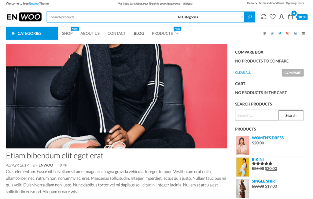 tampilan tema blog enwoo