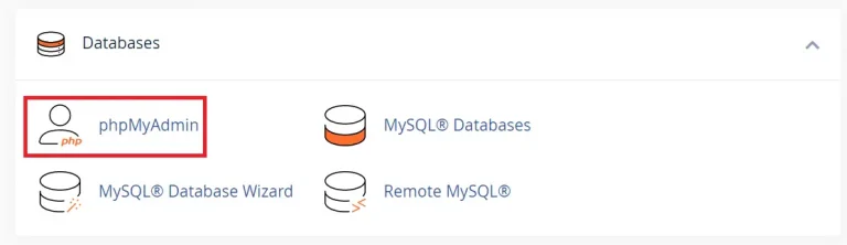 tampilan menu database di cpanel dengan phpmyadmin yang dipilih