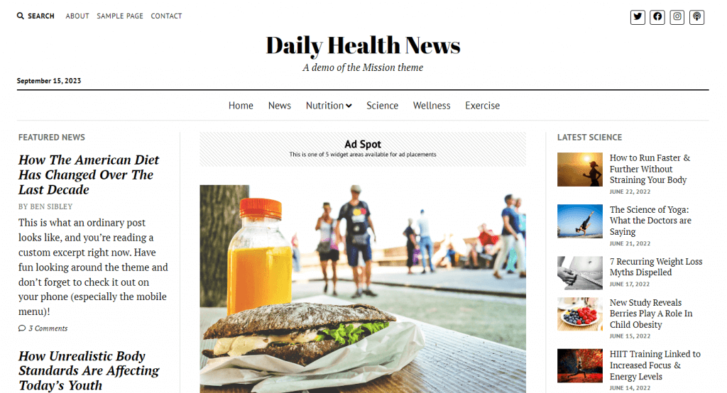 template blog mission news