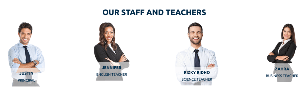 tampilan contoh bagian staf dan pengajar di website sekolah