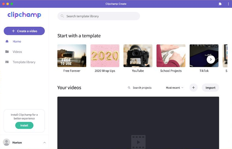 pwa clipchamp untuk mengedit video langsung di browser