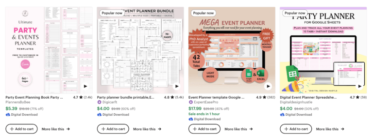 hasil pencarian template event planner di etsy