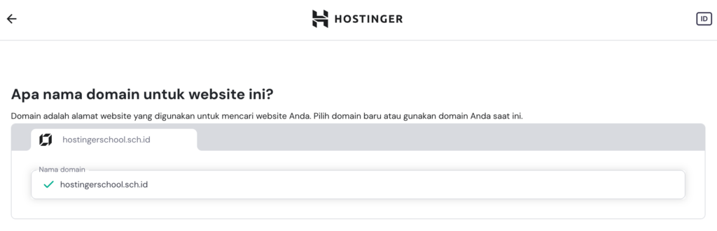 menghubungkan domain .sch.id yang sudah dibeli di onboarding hostinger