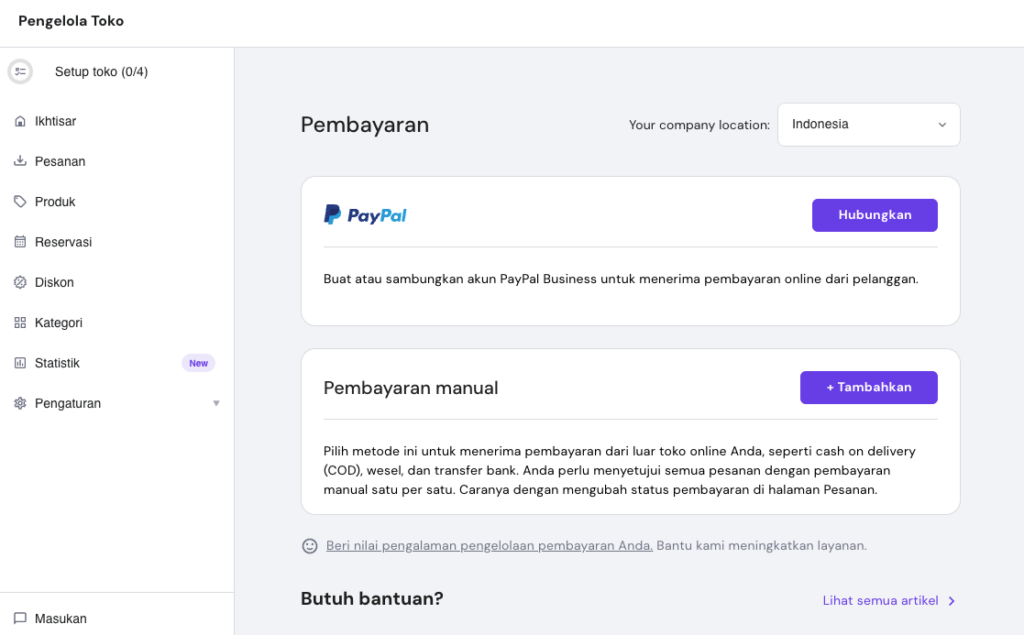 opsi pembayaran toko website builder hostinger