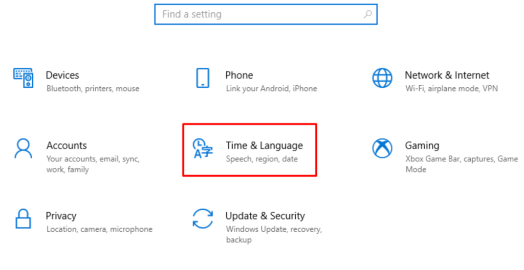 menu pengaturan waktu dan bahasa windows