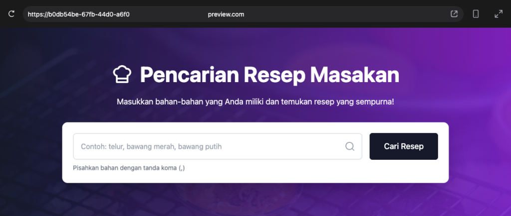 hasil aplikasi web yang sudah disempurnakan