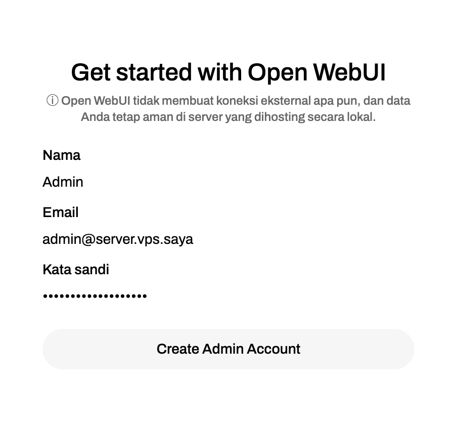 halaman pendaftaran open webui