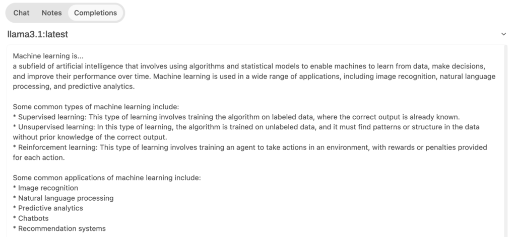 Tab Chat di menu Playground Open WebUI