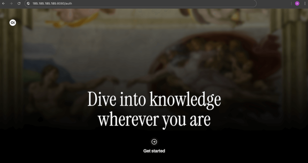 halaman sambutan ollama web ui