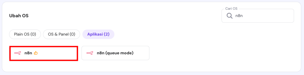 Template n8n di bagian Ubah OS pada VPS hPanel