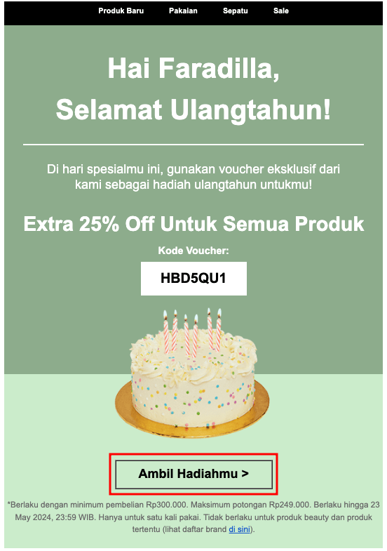 contoh email marketing dengan CTA