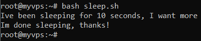 Bash script dengan perintah sleep. Tujuannya adalah menghentikan sistem untuk jangka waktu tertentu.