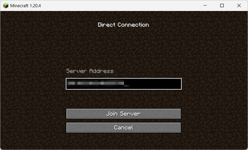 Membuat koneksi ke server Minecraft menggunakan alamat server