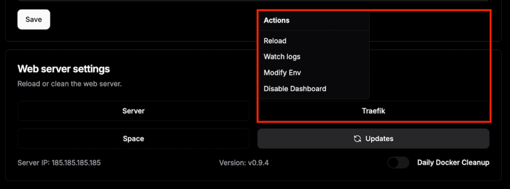 Konfigurasi Traefik di dashboard Dokploy
