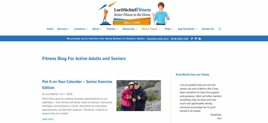 Homepage website Lori Michiel Fitness