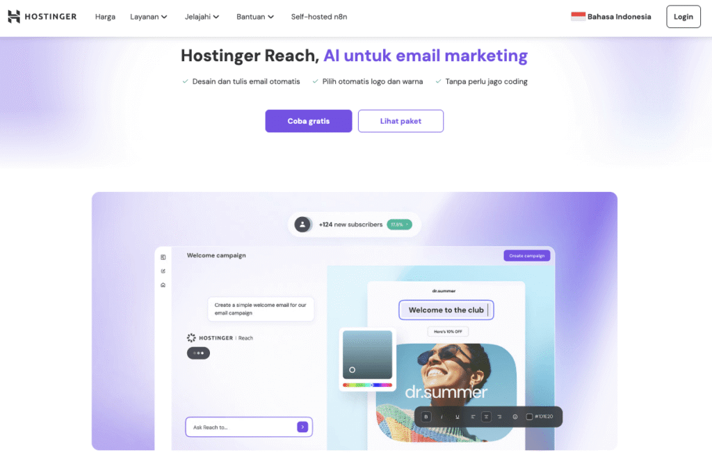 Homepage Hostinger Reach