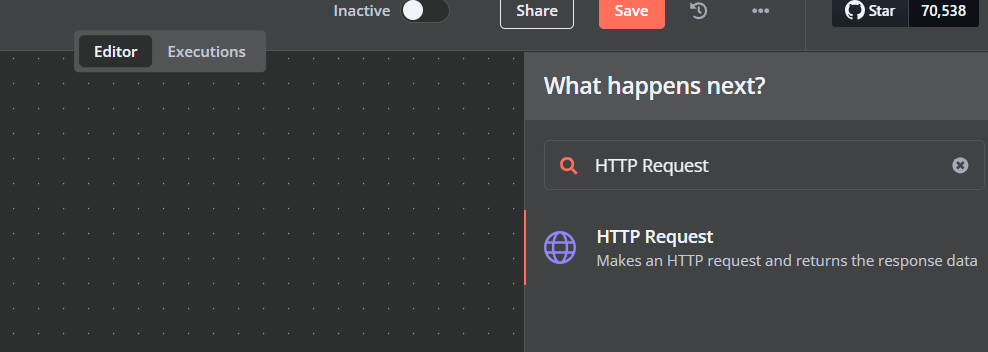 Menambahkan node Permintaan HTTP ke alur kerja DevOps