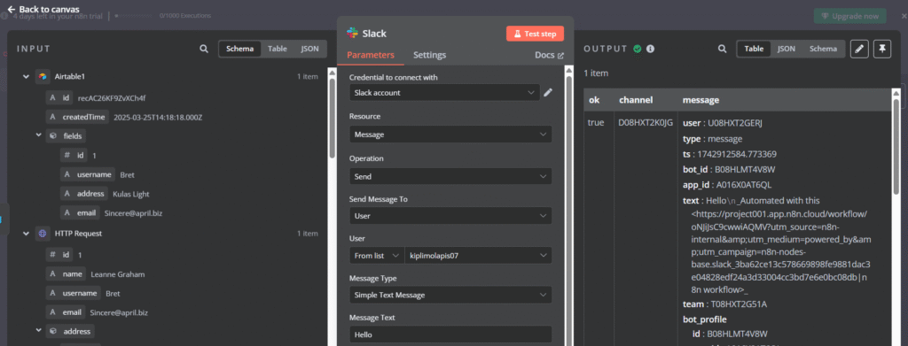 Tampilan penuh pengaturan node dengan Slack yang telah dikonfigurasi