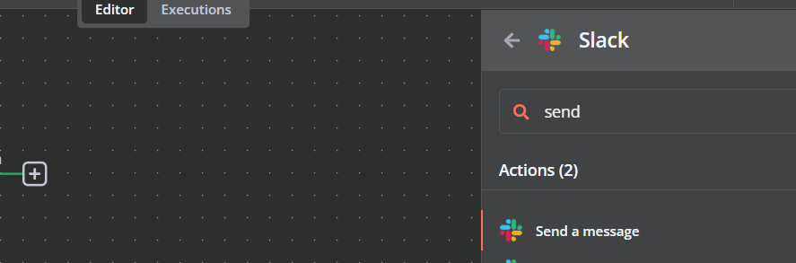 Menambahkan node Slack untuk pengiriman pesan hasil