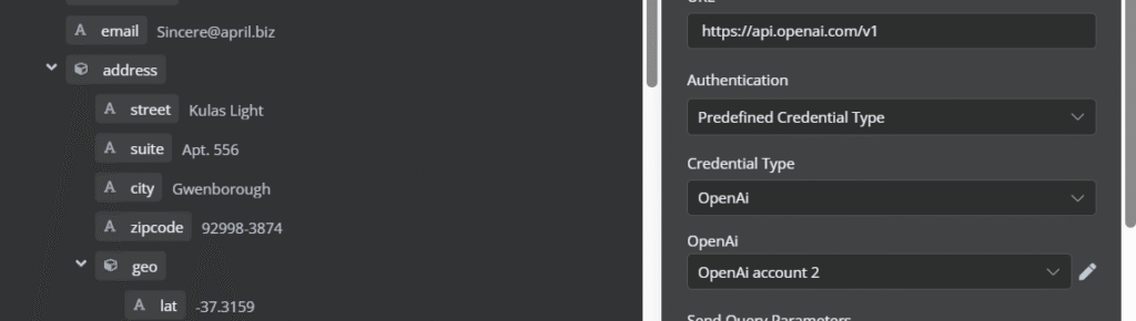 Mengonfigurasi node OpenAI dengan jenis kredensial yang telah ditentukan