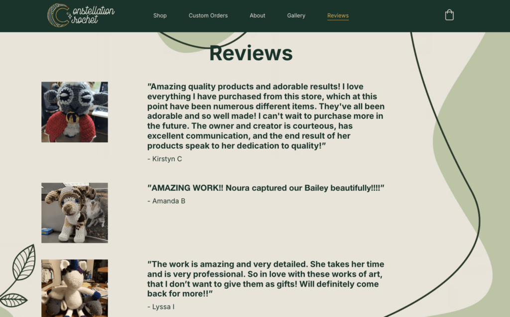 Halaman Ulasan Constellation Crochet