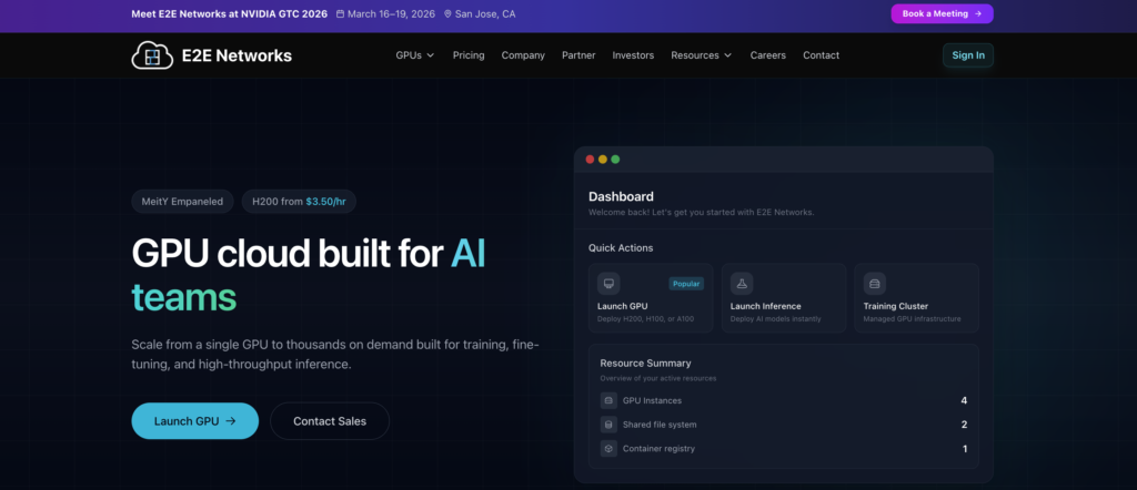 E2E Networks landing page