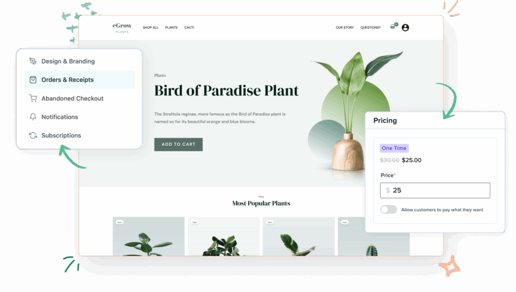 Ecommerce hero section of SureCart