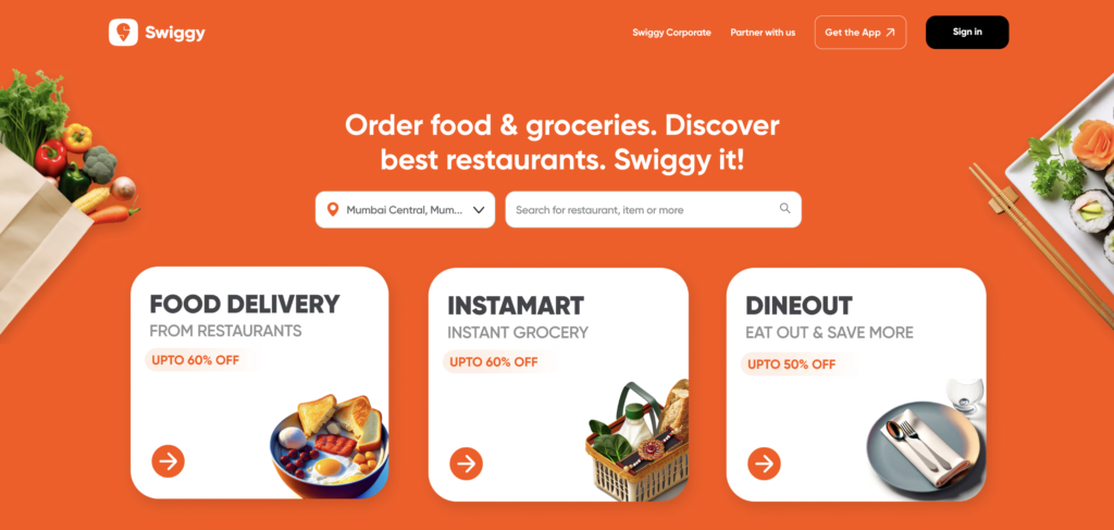 Swiggy home page
