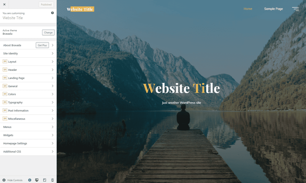 Personalizzazione del titolo del sito web del tema WordPress scelto