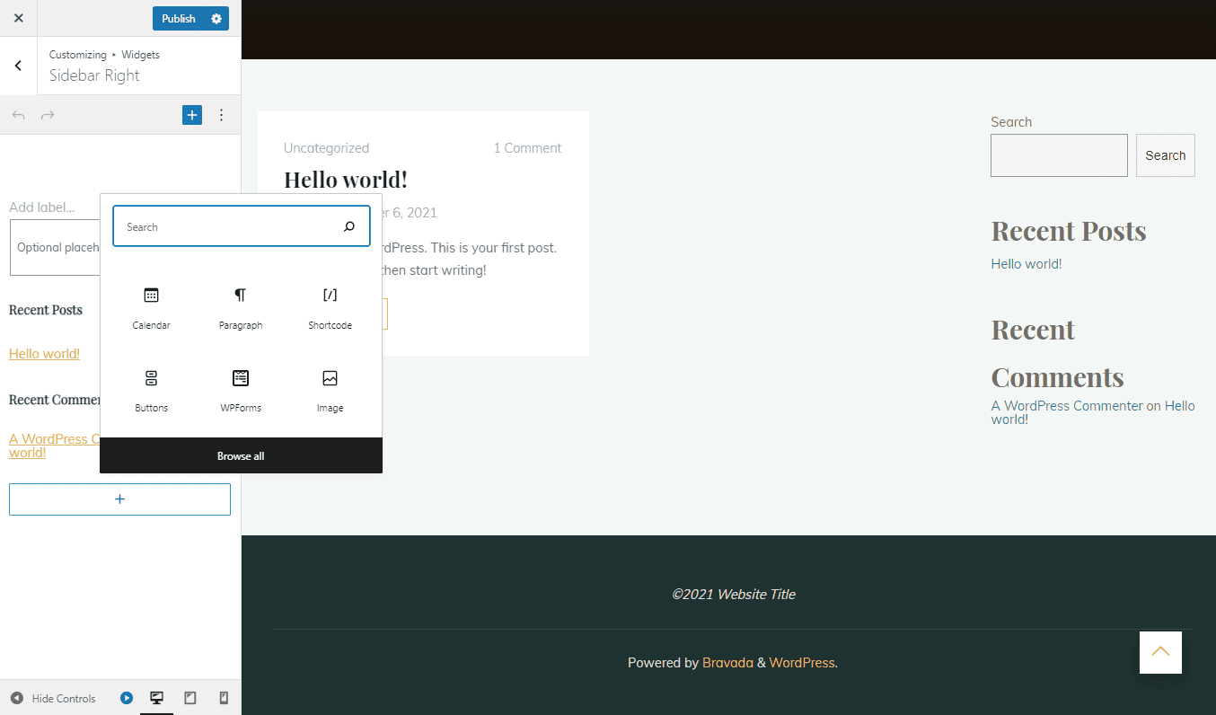 Altri blocchi per personalizzare i widget di WordPress