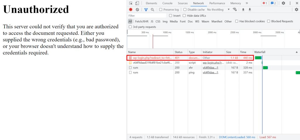 Come controllare l’header WWW-Authenticate per individuare la causa dell’errore 401.