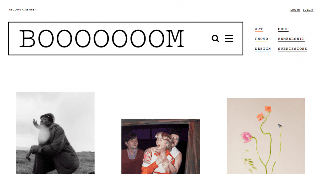 Screenshot della homepage del sito web Booooooom La homepage del blog Booooooom