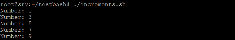 L’output del ciclo for di bash con incremento