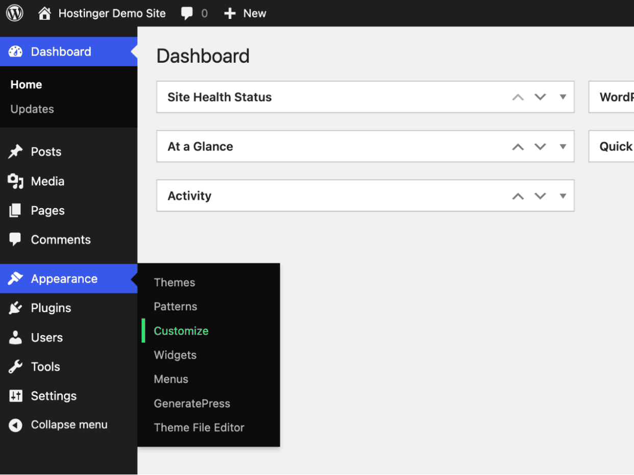 Modifica dell’header e del footer di un sito con il Personalizzatore