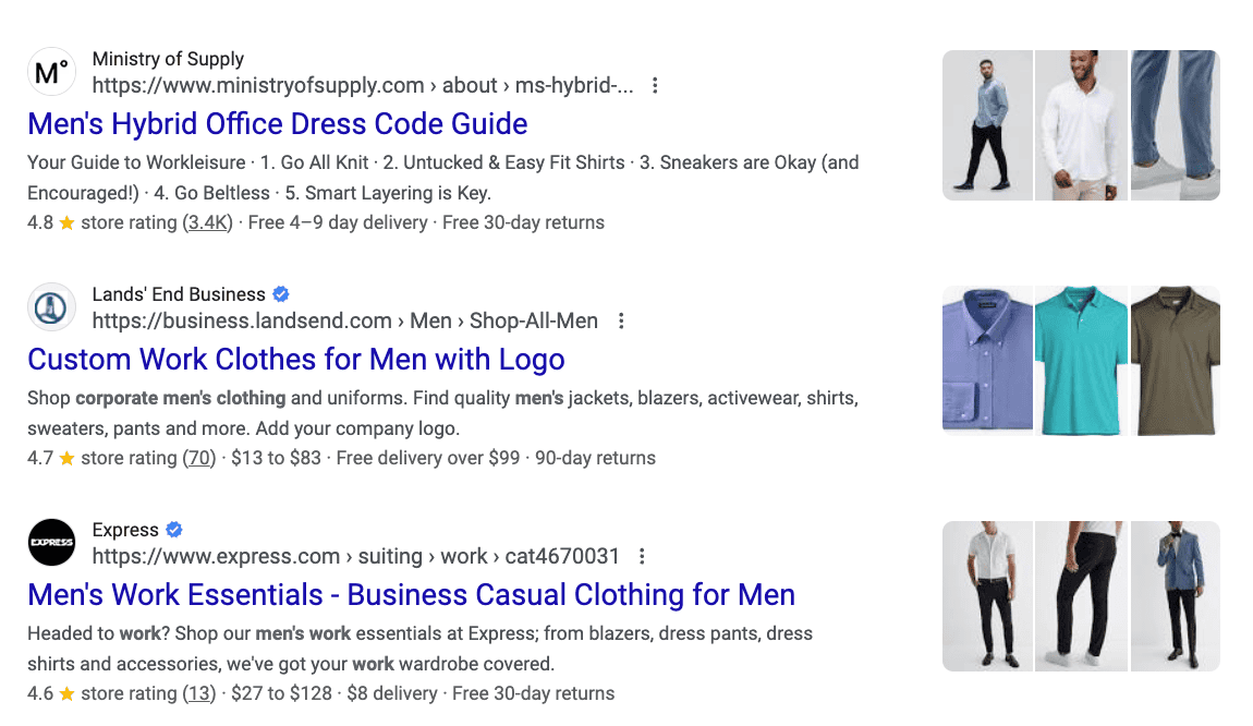 Esempio di markup Schema mostrati nei risultati di ricerca avanzati di Google