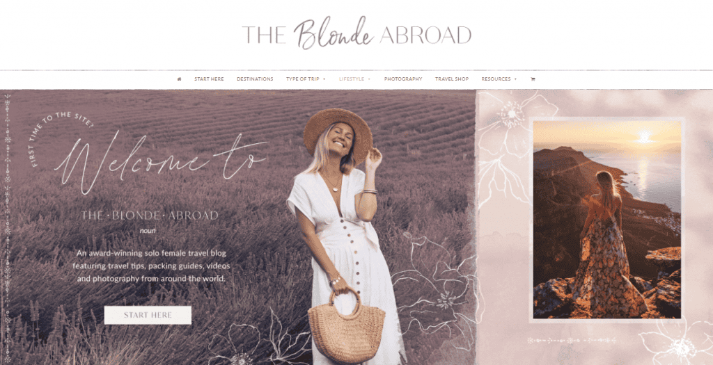 Screenshot della homepage del sito web The Blonde Abroad La homepage del sito web The Blonde Abroad.