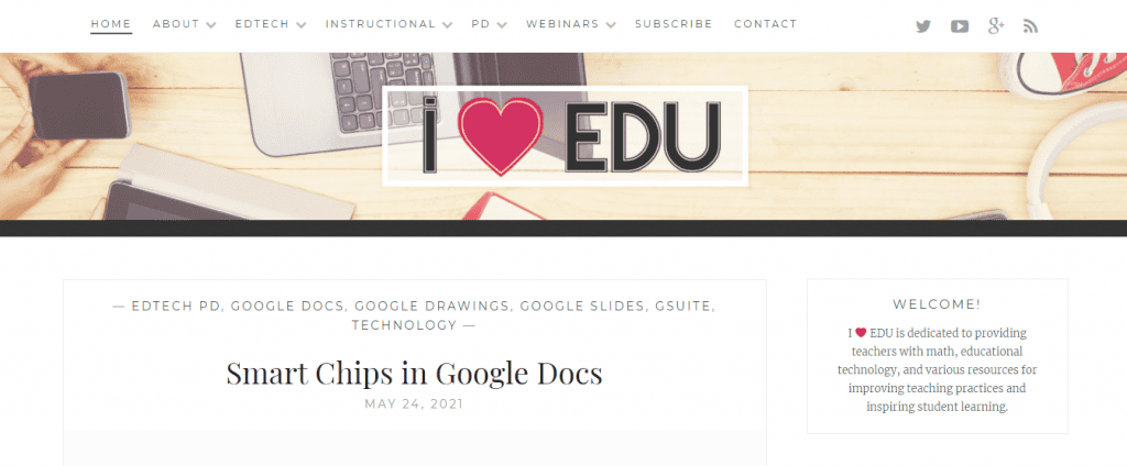 Screenshot della homepage del sito web I Heart EDU La homepage del sito web I Heart EDU.