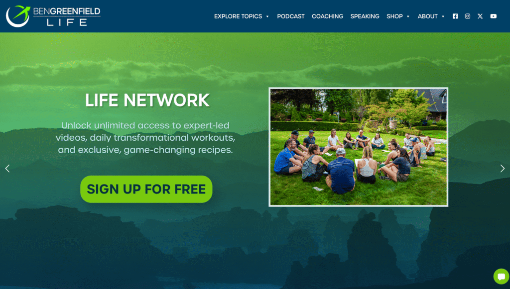 La homepage del blog Ben Greenfield Life