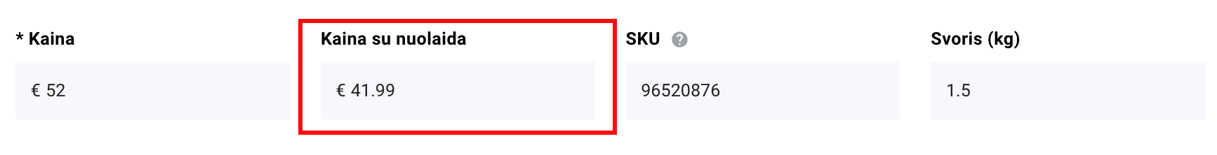 Produkto nustatymai Hostinger svetainių kūrimo įrankyje