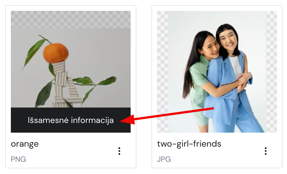 Mygtukas, leidžiantis sužinoti daugiau informacijos apie failą